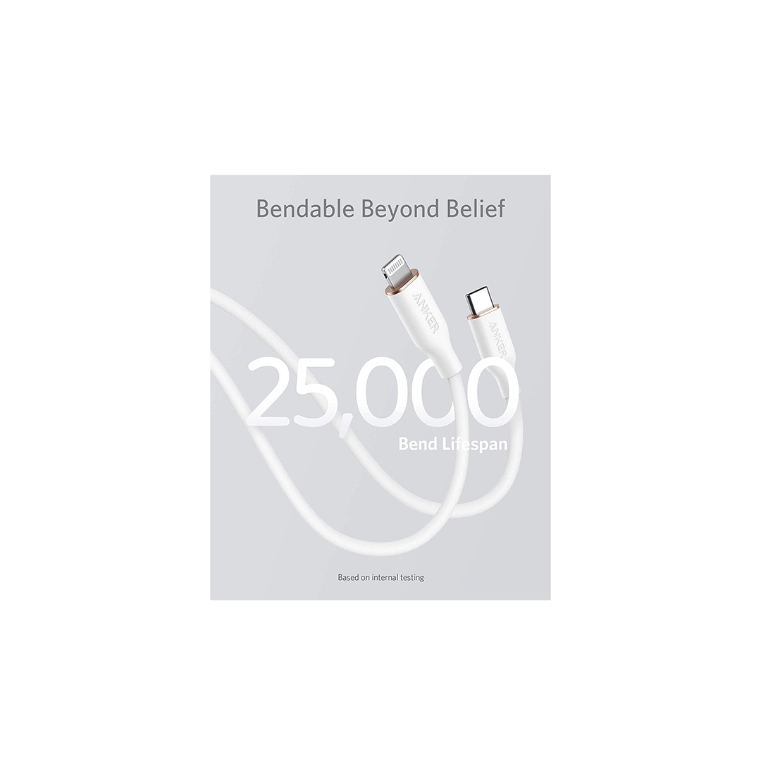 Anker PowerLine III Flow USB-C with Lightning Connector 3Ft - White Anker PowerLine III Flow USB-C with Lightning Connector 3Ft - White